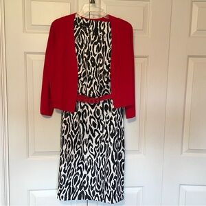 Women’s Dress Sz 10 Zebra print with red belt & red sweater.